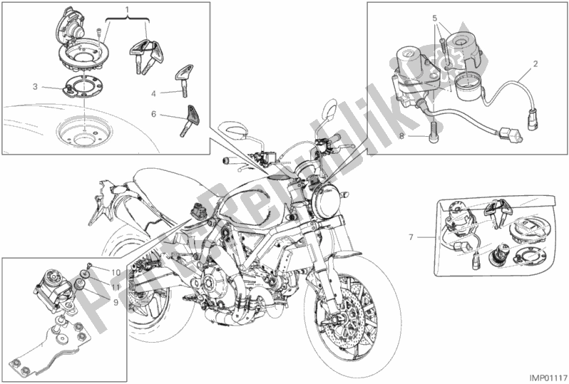 Tutte le parti per il 13e - Dispositivi Elettrici del Ducati Scrambler 1100 Special Thailand USA 2019
